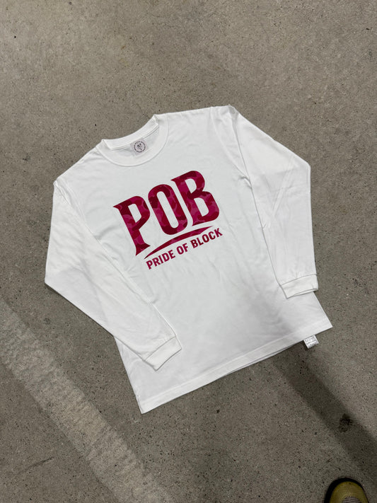 POB Pink×White Long-sleeve T-shirt